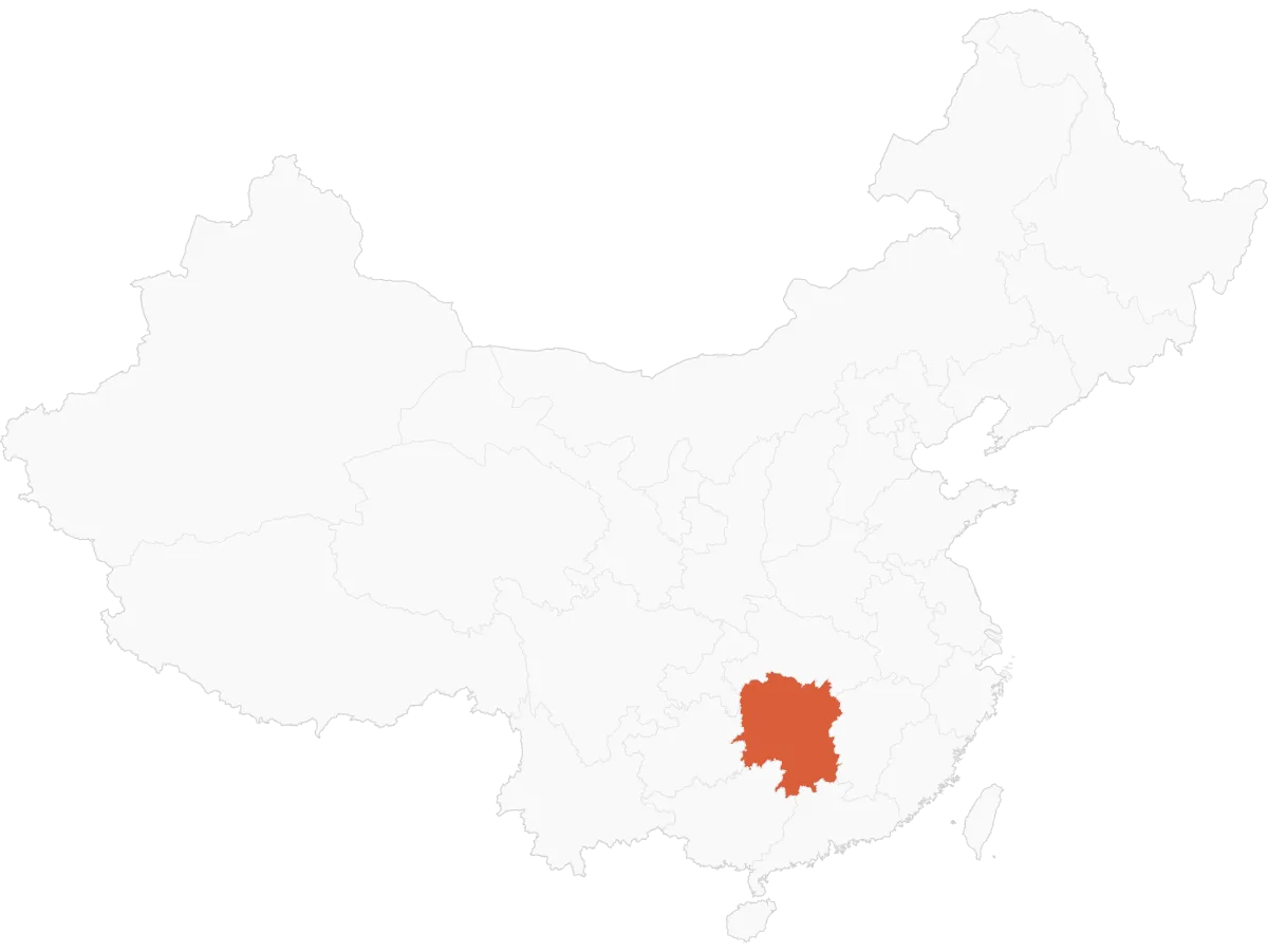 Hunan on China Map