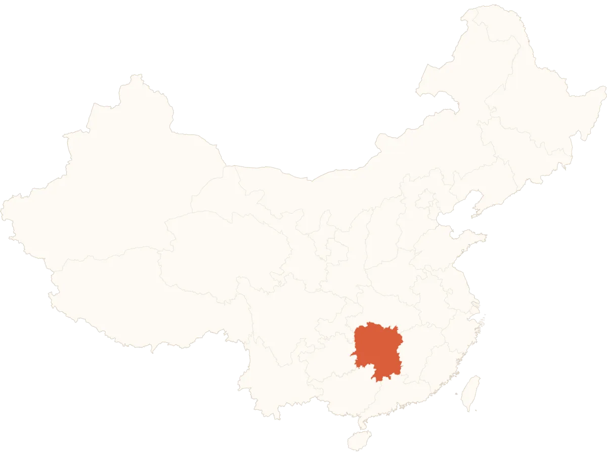 Hunan on on China Map