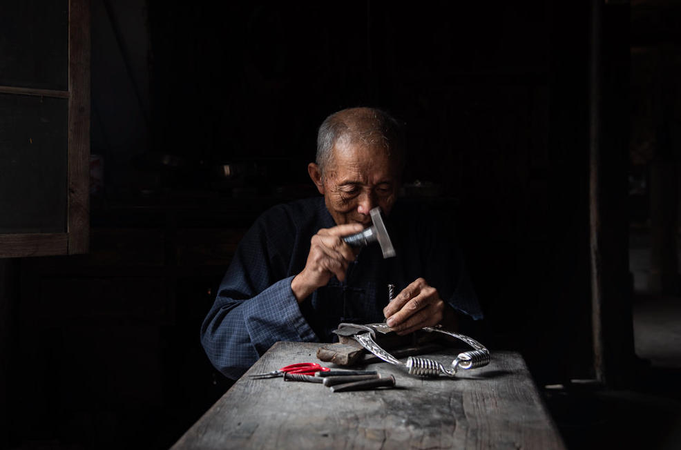 Silver Artisan in Guizhou, China