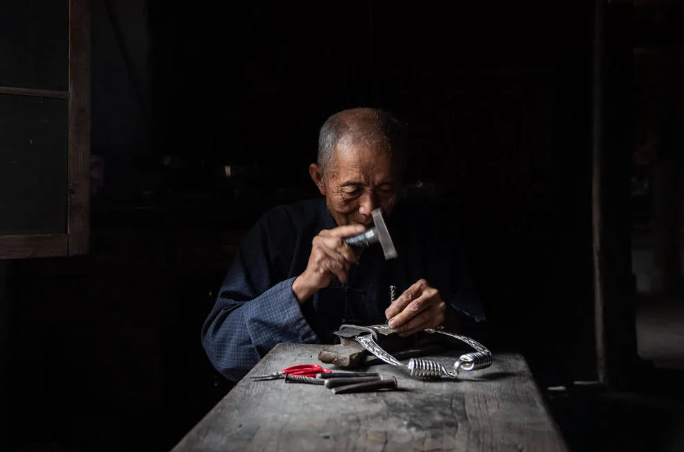 Silver Artisan in Guizhou, China