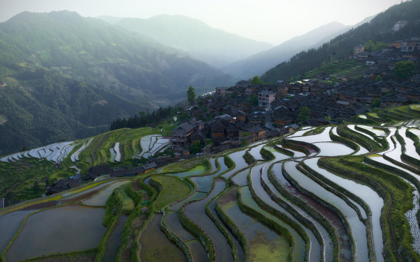 Jiabang Rice Terraces and Village on the Hillside