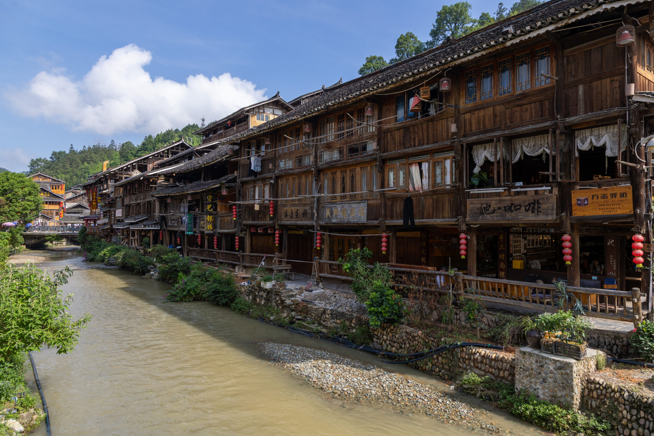 Riverside Cafe in Zhaoxing Dong Village