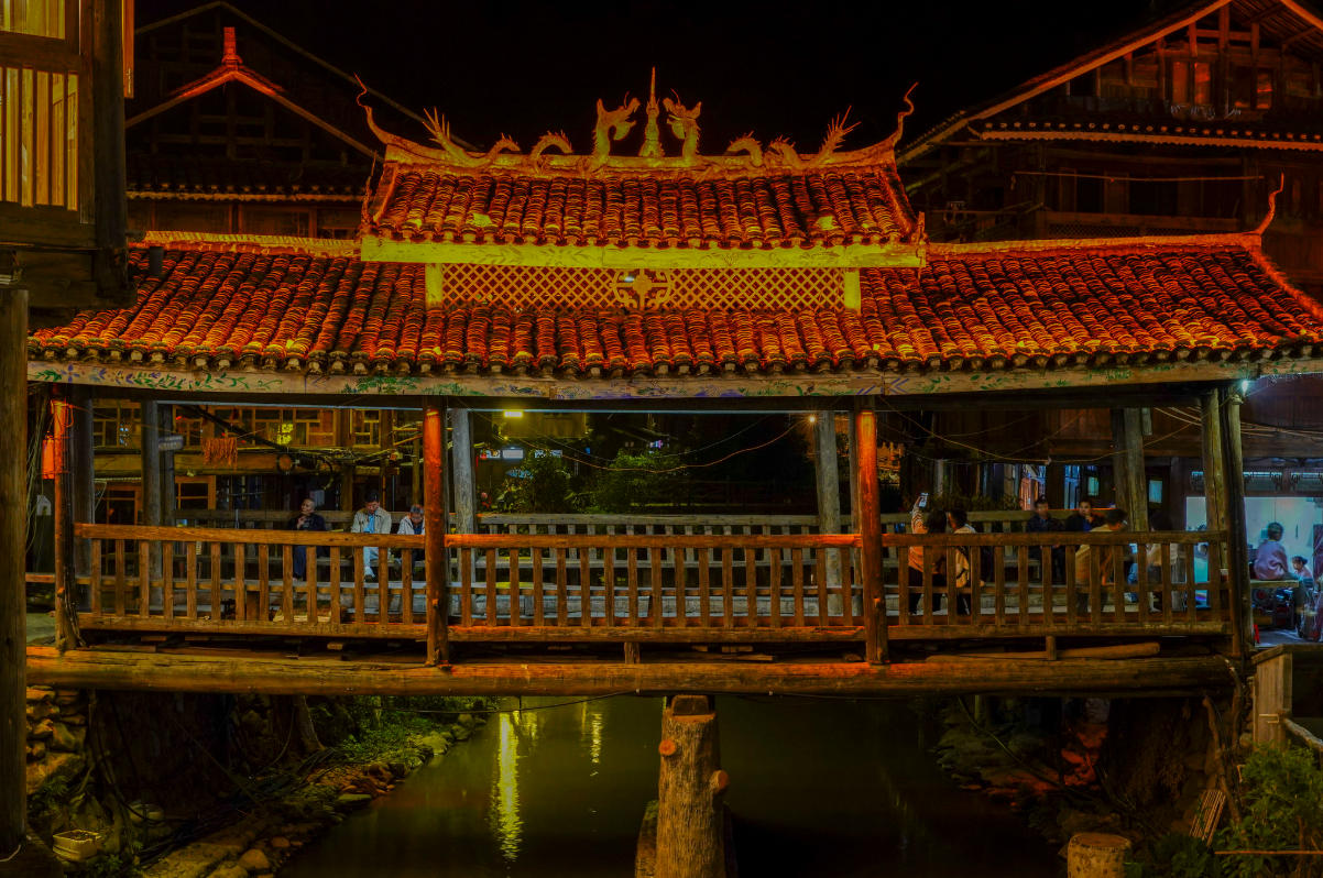 Wind and Rain Bridge at Night