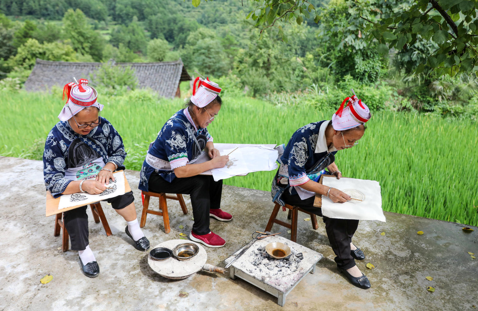 Gejia Women Making Batik